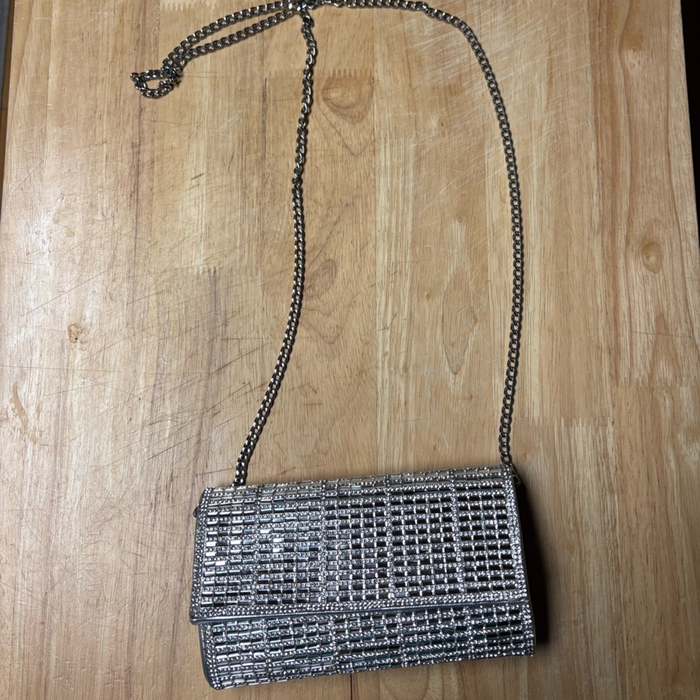 Starlet Silver Embossed Chain Shoulder Bag